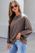Mineral Wash Loose Cotton Three Quarter Sleeve Casual Top