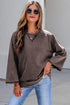 Mineral Wash Loose Cotton Three Quarter Sleeve Casual Top