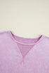 Mineral Wash Oversized Balloon Sleeve Raw Hem Sweatshirt