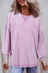 Mineral Wash Oversized Balloon Sleeve Raw Hem Sweatshirt