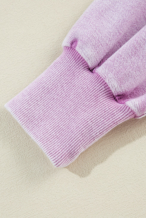 Mineral Wash Oversized Balloon Sleeve Raw Hem Sweatshirt