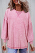 Mineral Wash Oversized Balloon Sleeve Raw Hem Sweatshirt