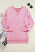 Mineral Wash Oversized Balloon Sleeve Raw Hem Sweatshirt