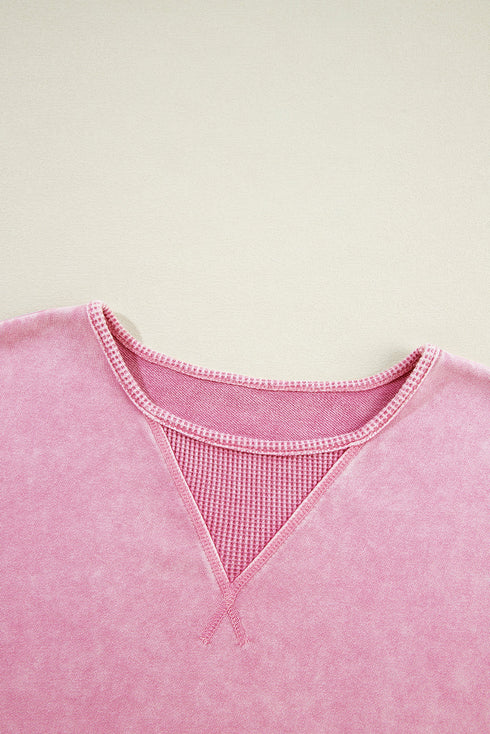 Mineral Wash Oversized Balloon Sleeve Raw Hem Sweatshirt