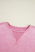 Mineral Wash Oversized Balloon Sleeve Raw Hem Sweatshirt