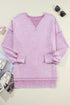 Mineral Wash Oversized Balloon Sleeve Raw Hem Sweatshirt