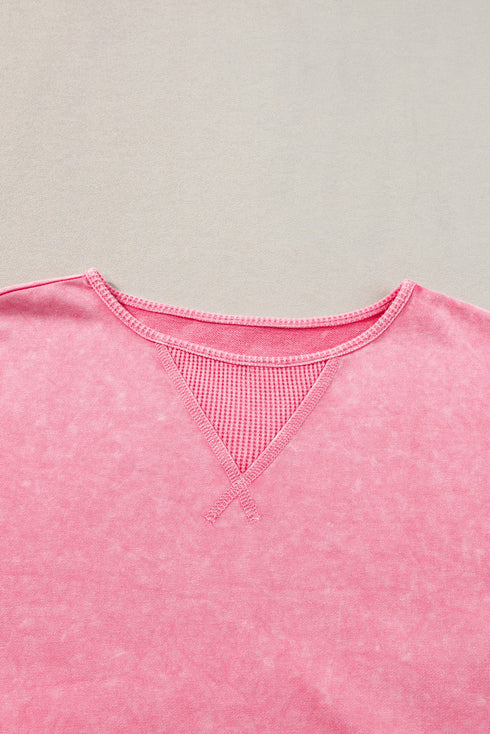 Mineral Wash Patchwork Drop Sleeve Relaxed Tee
