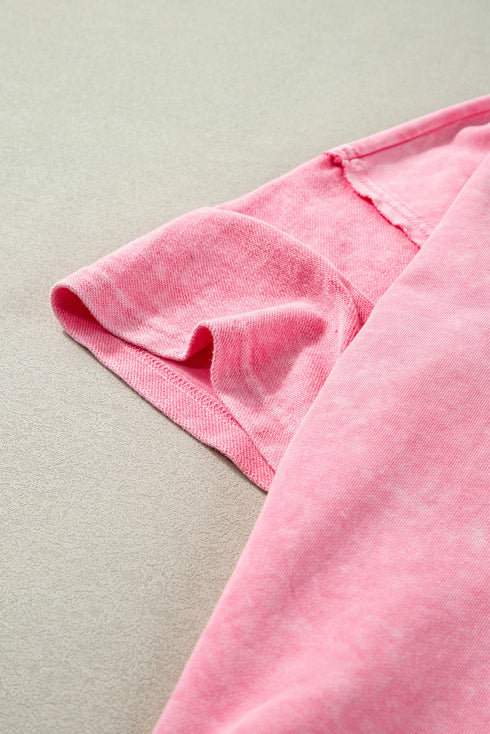 Mineral Wash Patchwork Drop Sleeve Relaxed Tee