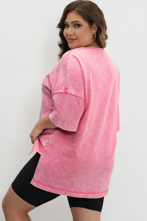 Mineral Wash Patchwork Drop Sleeve Relaxed Tee