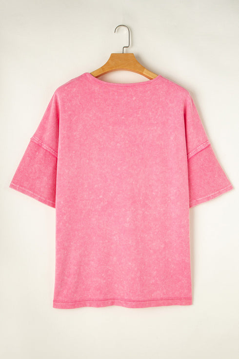 Mineral Wash Patchwork Drop Sleeve Relaxed Tee