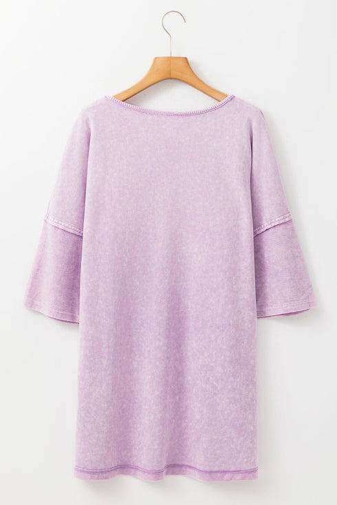 Mineral Wash Patchwork Drop Sleeve Relaxed Tee