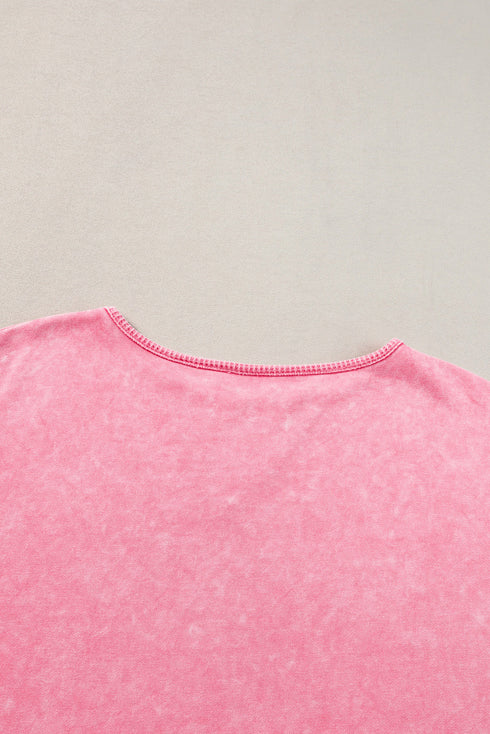 Mineral Wash Patchwork Drop Sleeve Relaxed Tee