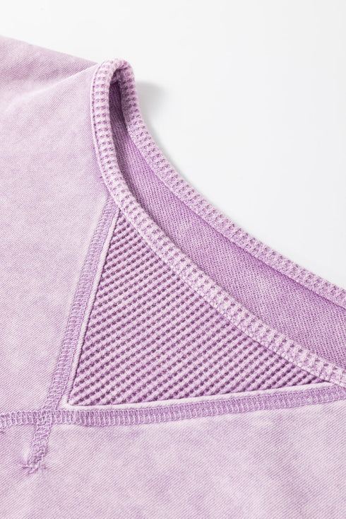Mineral Wash Patchwork Drop Sleeve Relaxed Tee