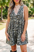Mineral Wash Pleated Bust V Neck Sleeveless Denim Romper