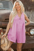 Mineral Wash Pleated Bust V Neck Sleeveless Denim Romper
