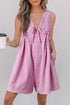 Mineral Wash Pleated Bust V Neck Sleeveless Denim Romper