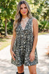 Mineral Wash Pleated Bust V Neck Sleeveless Denim Romper
