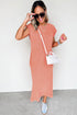 Mineral Wash Pocketed H Line Long T Shirt Dress