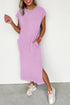 Mineral Wash Pocketed H Line Long T Shirt Dress