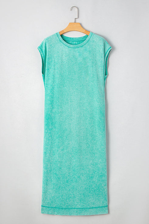 Mineral Wash Pocketed H Line Long T Shirt Dress