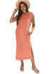 Mineral Wash Pocketed H Line Long T Shirt Dress