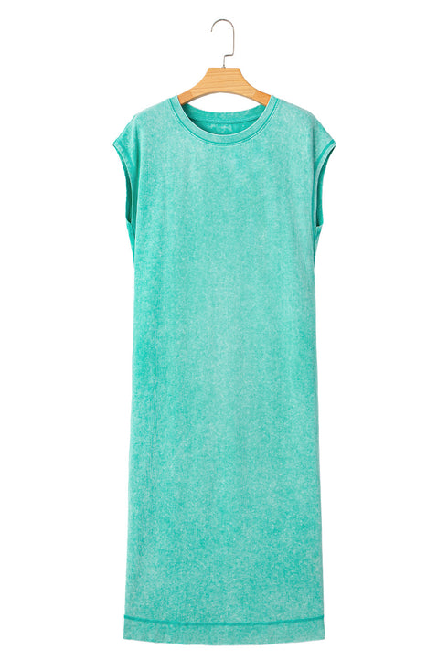 Mineral Wash Pocketed H Line Long T Shirt Dress