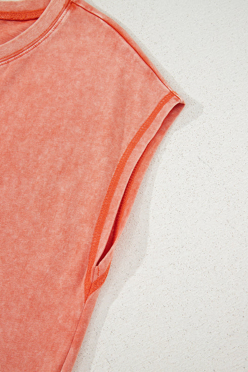 Mineral Wash Pocketed H Line Long T Shirt Dress