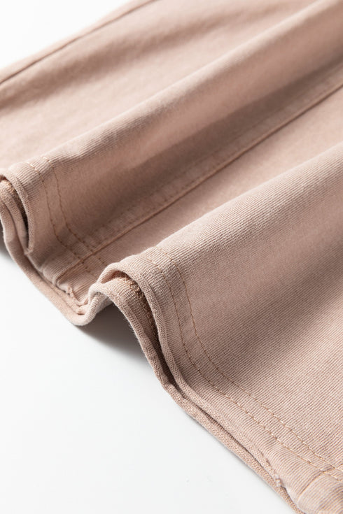 Mineral Wash Pocketed Piping Trim Wide Leg Pants