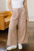 Mineral Wash Pocketed Piping Trim Wide Leg Pants