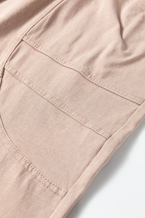 Mineral Wash Pocketed Piping Trim Wide Leg Pants