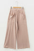 Mineral Wash Pocketed Piping Trim Wide Leg Pants