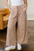 Mineral Wash Pocketed Piping Trim Wide Leg Pants
