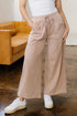 Mineral Wash Pocketed Piping Trim Wide Leg Pants