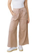 Mineral Wash Pocketed Piping Trim Wide Leg Pants