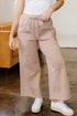 Mineral Wash Pocketed Piping Trim Wide Leg Pants