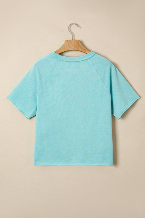 Mineral Wash Raglan Sleeve Boxy Fit Cropped Tee