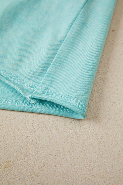 Mineral Wash Raglan Sleeve Boxy Fit Cropped Tee