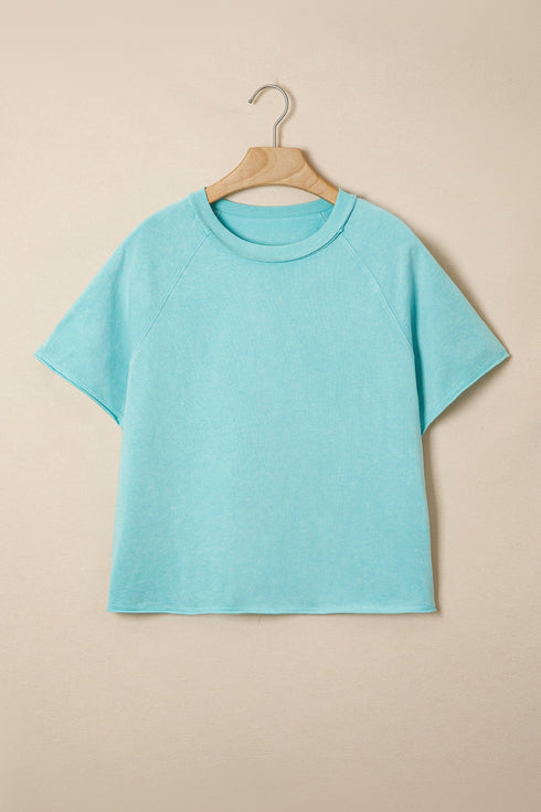 Mineral Wash Raglan Sleeve Boxy Fit Cropped Tee