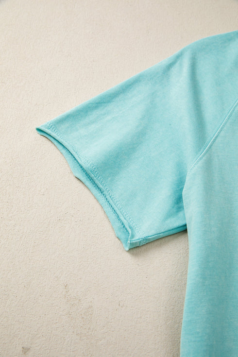 Mineral Wash Raglan Sleeve Boxy Fit Cropped Tee