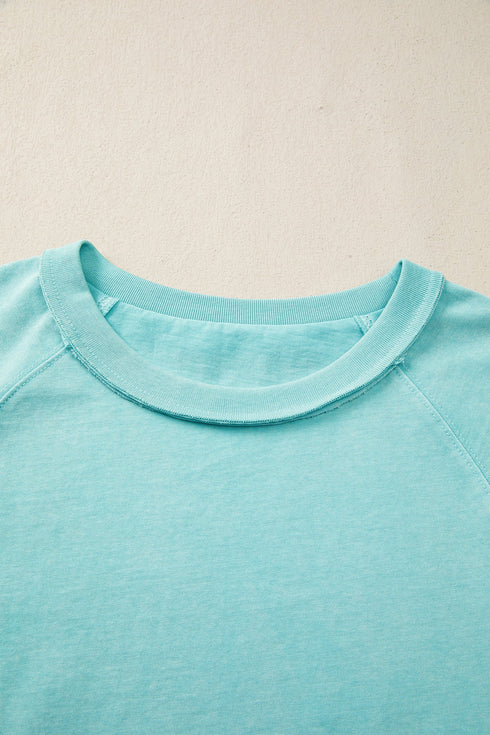 Mineral Wash Raglan Sleeve Boxy Fit Cropped Tee