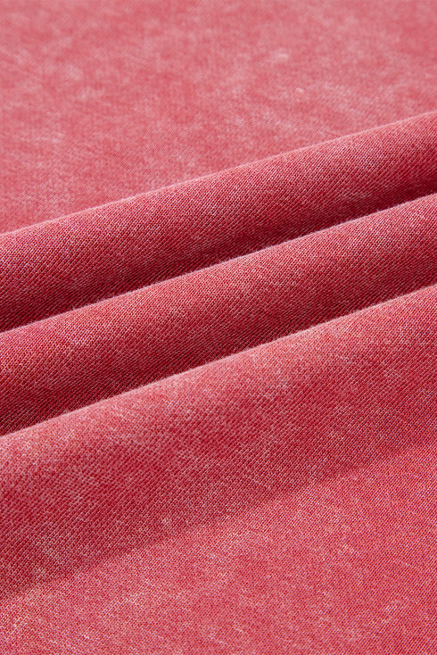 Mineral Wash Raglan Sleeve Raw Hem Cropped Pullover Sweatshirt