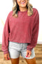Mineral Wash Raglan Sleeve Raw Hem Cropped Pullover Sweatshirt