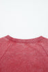 Mineral Wash Raglan Sleeve Raw Hem Cropped Pullover Sweatshirt