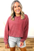 Mineral Wash Raglan Sleeve Raw Hem Cropped Pullover Sweatshirt