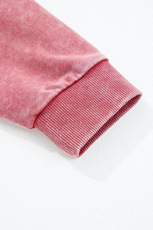 Mineral Wash Raglan Sleeve Raw Hem Cropped Pullover Sweatshirt