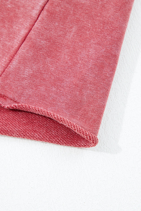 Mineral Wash Raglan Sleeve Raw Hem Cropped Pullover Sweatshirt