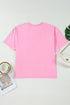 Mineral Wash Raw Edge Round Neck Plus Size Tee