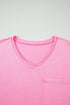 Mineral Wash Raw Edge Round Neck Plus Size Tee
