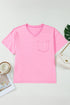 Mineral Wash Raw Edge Round Neck Plus Size Tee
