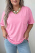 Mineral Wash Raw Edge Round Neck Plus Size Tee